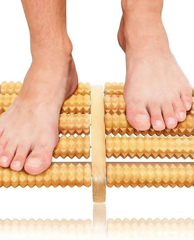 Wooden Foot Roller Massager |  Manual Reflexology Therapy Tool for Pain Relief, Stress Relaxation & Foot Care