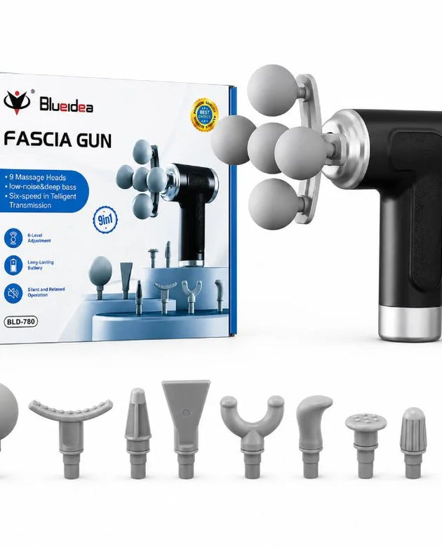 Five Head Massage Gun  | Rechargeable Deep Tissue Muscle Massager | 9 Massage Heads | 6 Speed Levels | Model  BLD-780 | Random color