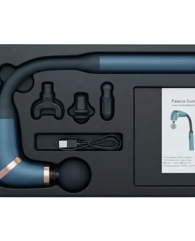 Long Handle Fascial Gun Massager | Model: BLD-339 |  Rechargeable Massage Gun with 4 Interchangeable Heads | Full Body Muscle Relaxation